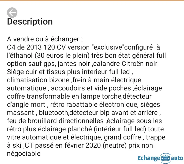 Citroën C4 vti éthanol