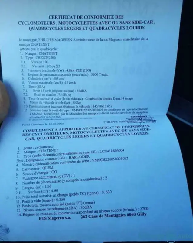 Chatenet barooder voiture sans permis