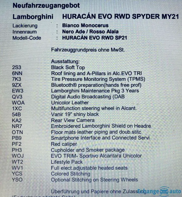 Lamborghini HURACAN EVO RWD SPYDER-05/2021